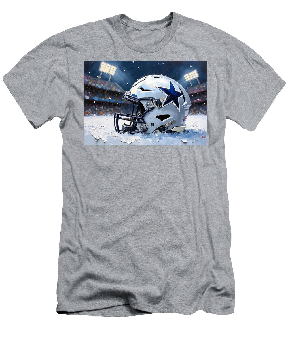 Dallas Cowboys in Snowy Stadium Kevin Walker and Pixel Reverie T-Shirt
