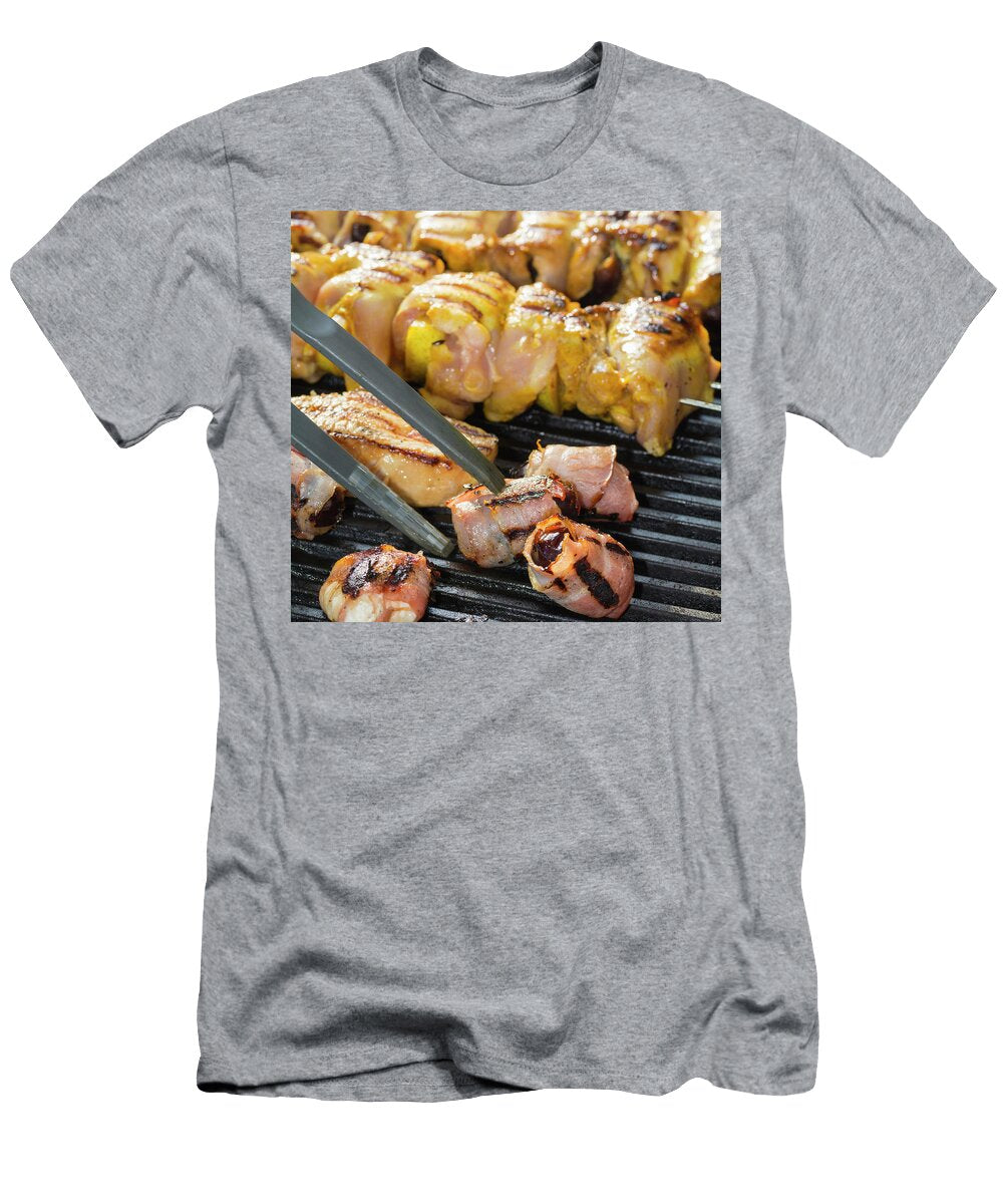 Dates in Bacon and Meat Kebabs on a Barbecue Chris Schfer T-Shirt