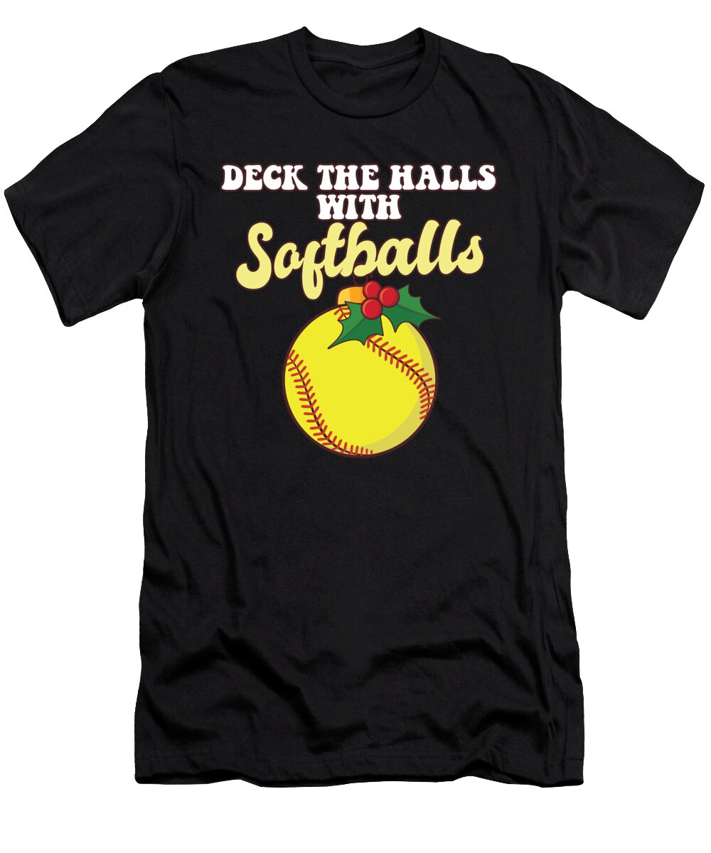 Deck the Halls with Softball Player Catcher Christmas Balls Maximus Designs T-Shirt