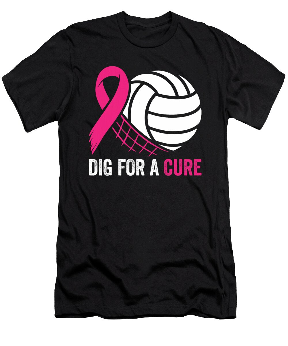 Dig for a Cure Ribbon Volleyball Breast Cancer Natalie Lidford T-Shirt