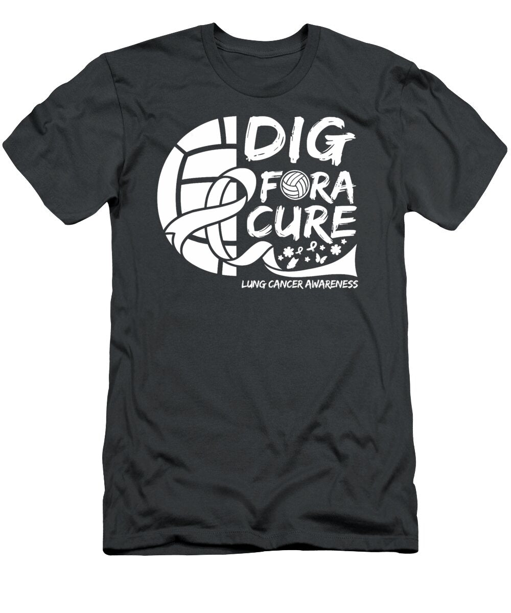 Dig for Cure Lung Cancer Awareness White Ribbon Natalie Lidford T-Shirt