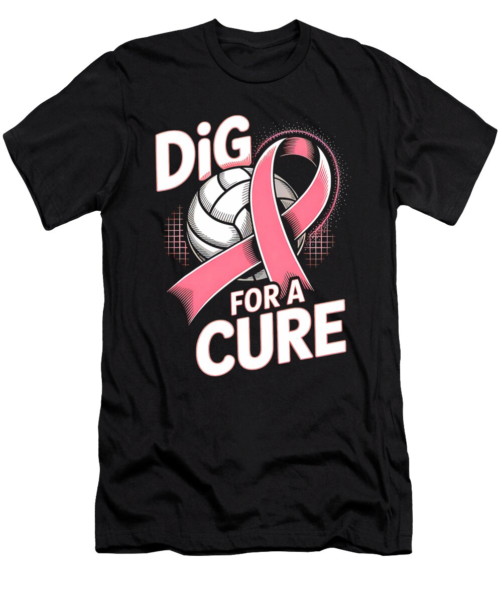 Dig for Cure Pink Ribbon Volleyball Breast Funny Natalie Lidford T-Shirt