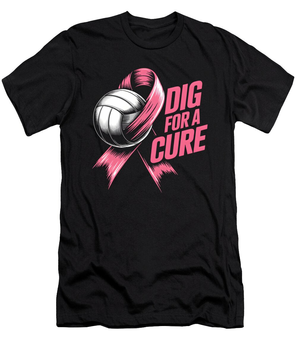 Dig for Cure Ribbon Volleyball Breast Cancer Natalie Lidford T-Shirt