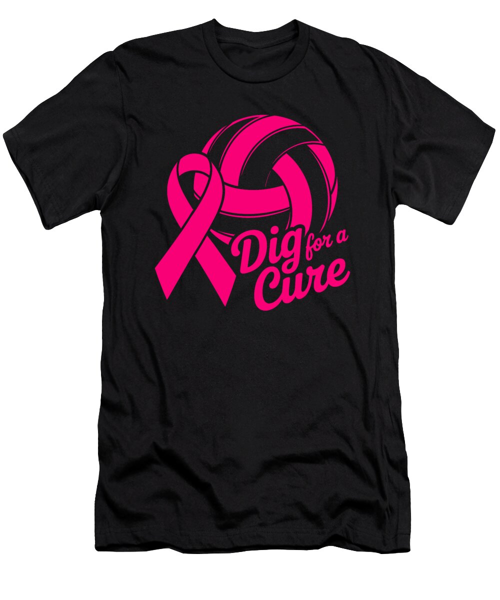 Dig for Cure Ribbon Volleyball Pink Breast Funny Natalie Lidford T-Shirt