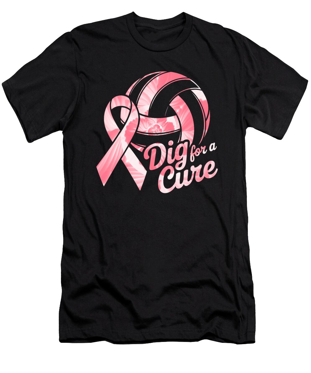 Dig for Cure Ribbon Volleyball Pink Breast Gift Natalie Lidford T-Shirt