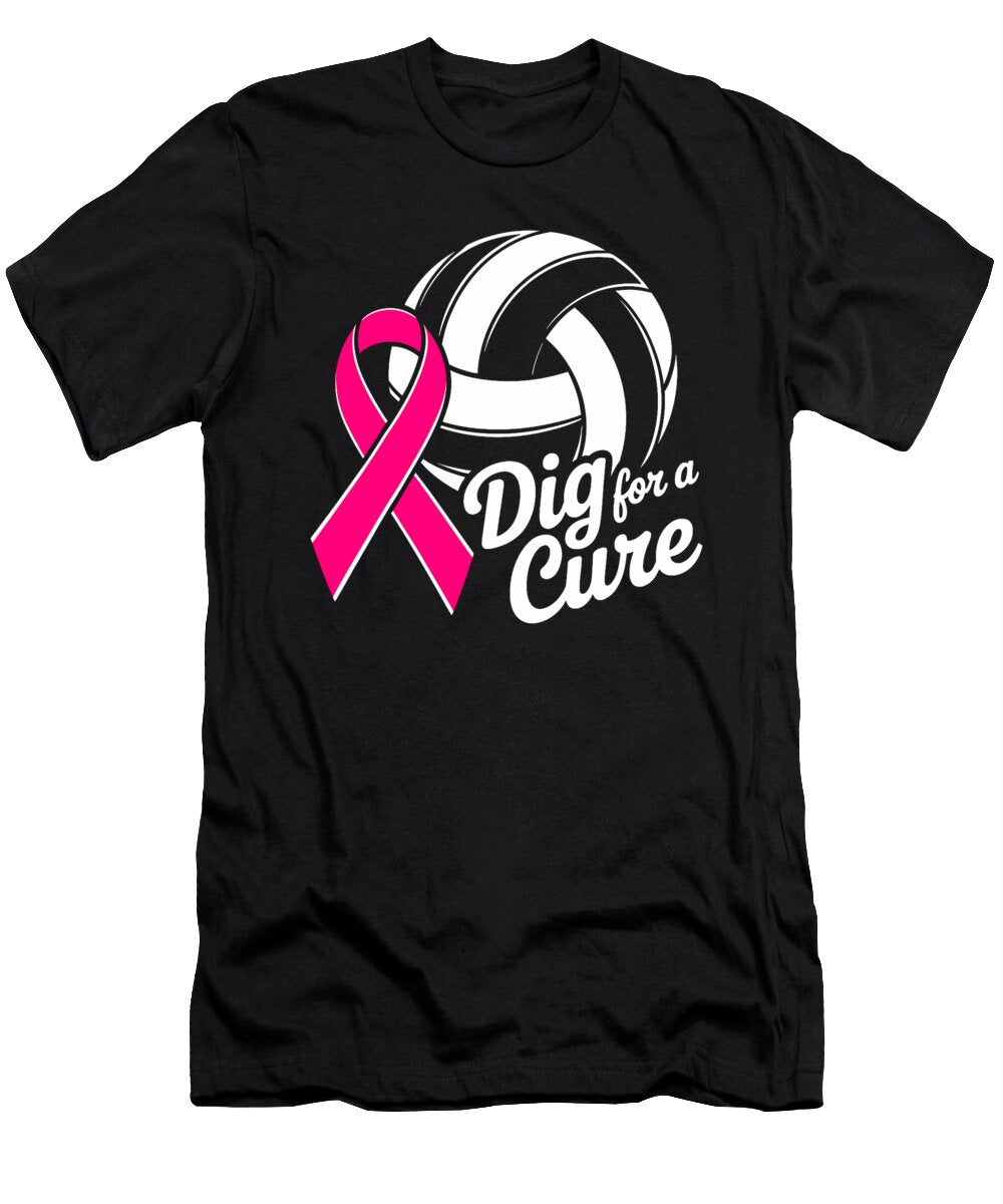 Dig for Cure Ribbon Volleyball Pink Breast Natalie Lidford T-Shirt
