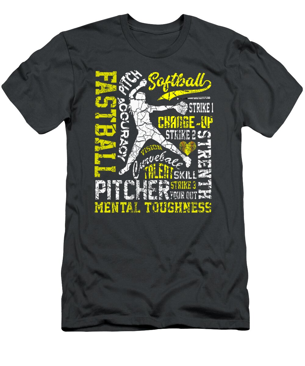Distressed Look Softball Pitcher Best Traits for Teen Girls Kleonq Carly T-Shirt