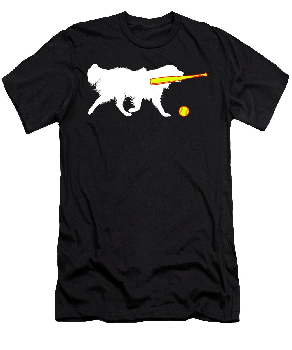 Dog Softball Bat Ball Baseball Golden Retriever Gift Thomas Larch T-Shirt