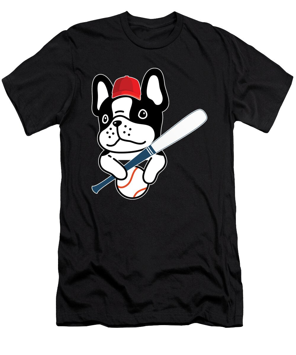 Dog with Bat Ball Softball Baseball Catcher Pitcher Gift Thomas Larch T-Shirt