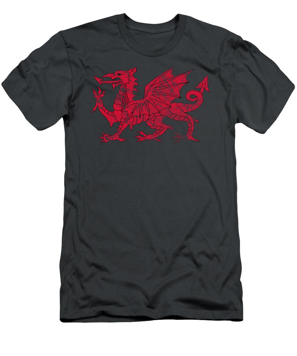 Dragon of Wales Flag Welsh Cymru Flags Medieval Welsh Rugby Assemj Georg T-Shirt