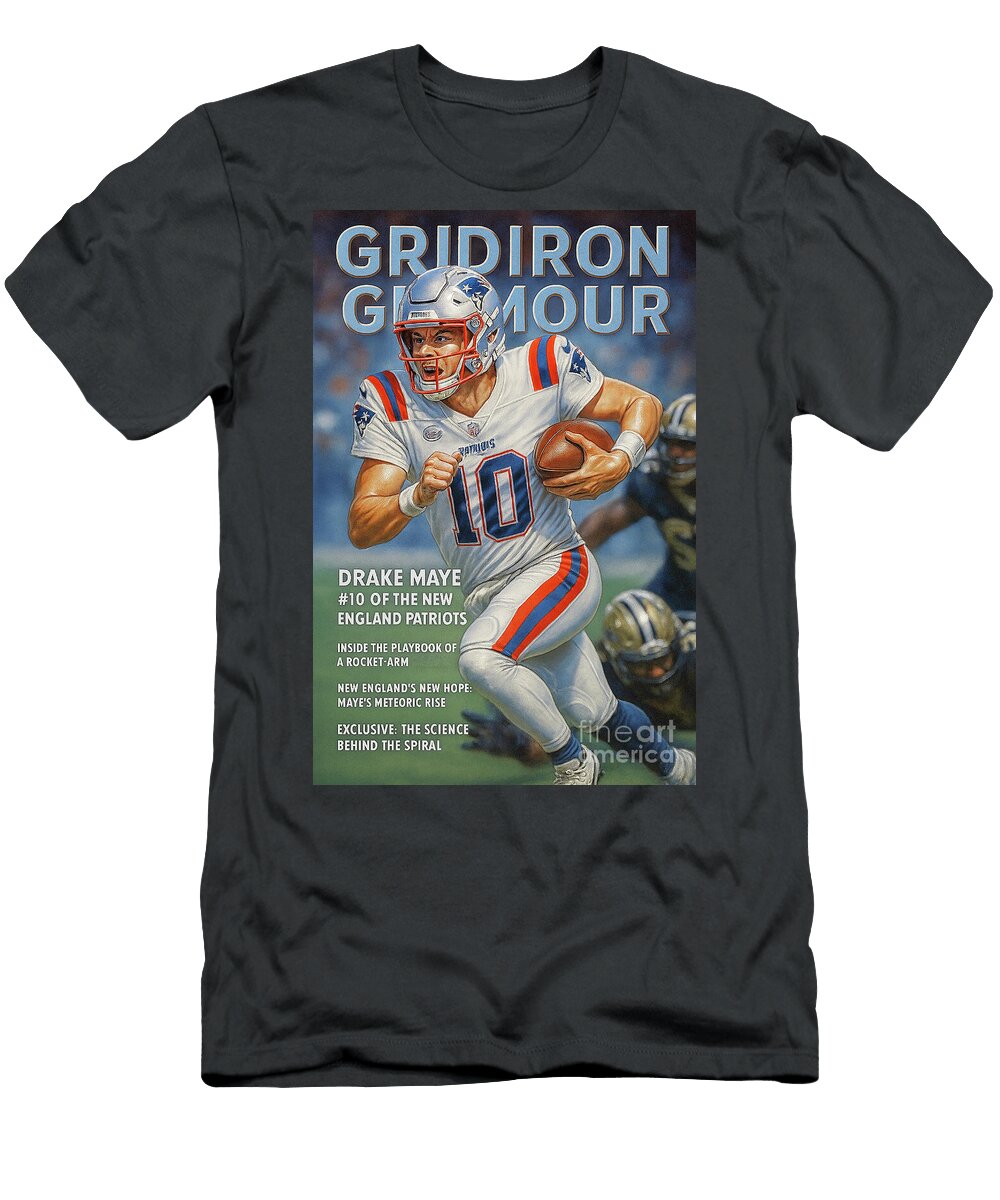 Drake Maye of the New England Patriots Gridiron Glamour Robert Williams T-Shirt