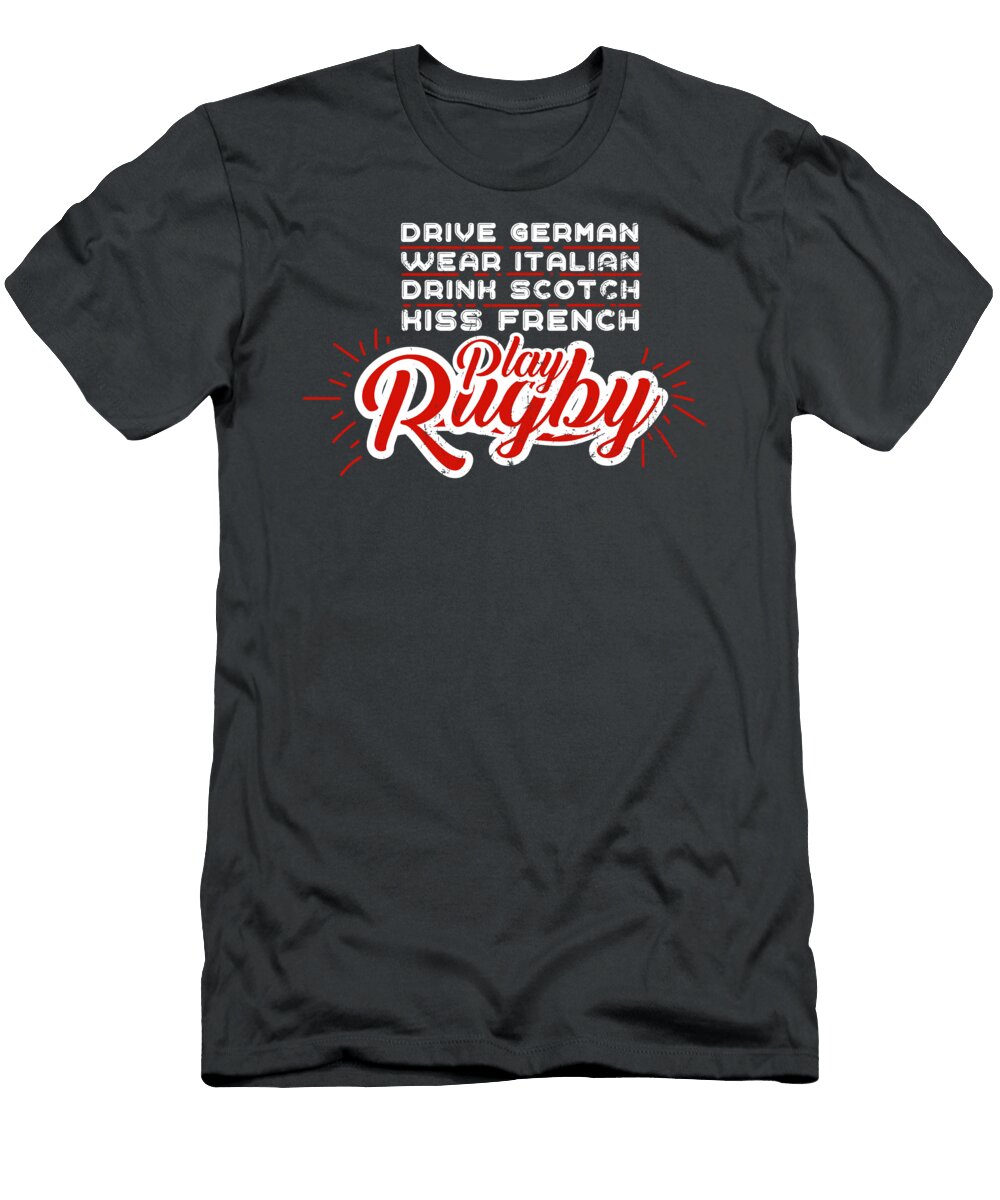 Drive German Kiss French Rugby for Men Women Kids Flanker Player Football League Crazy Squirrel T-Shirt