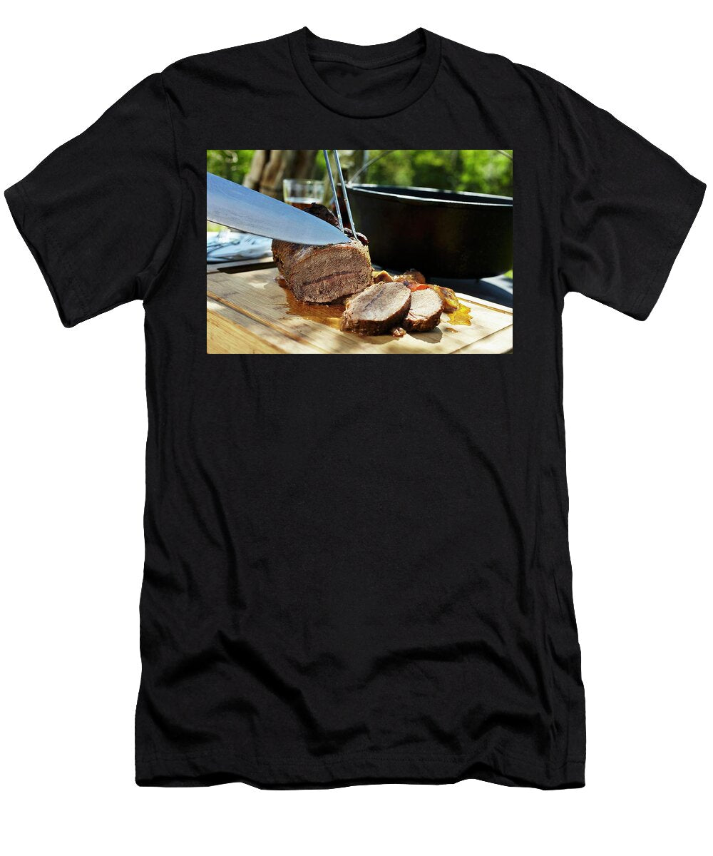 Dutch Oven Braised Pork with Vegetables Being Sliced Herbert Lehmann T-Shirt