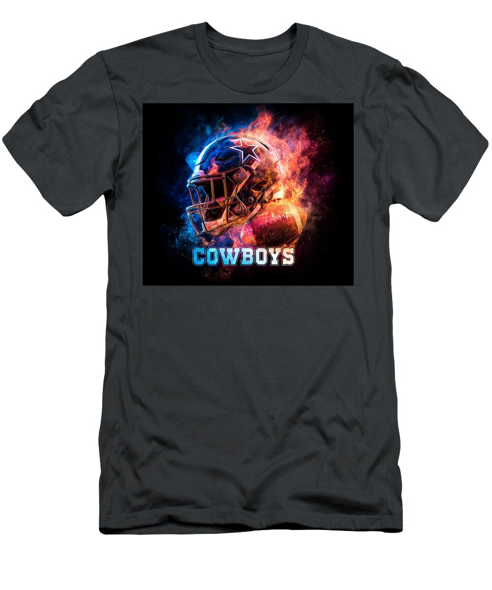 Dynamic Cowboy Football Helmet Kevin Walker and Pixel Reverie T-Shirt