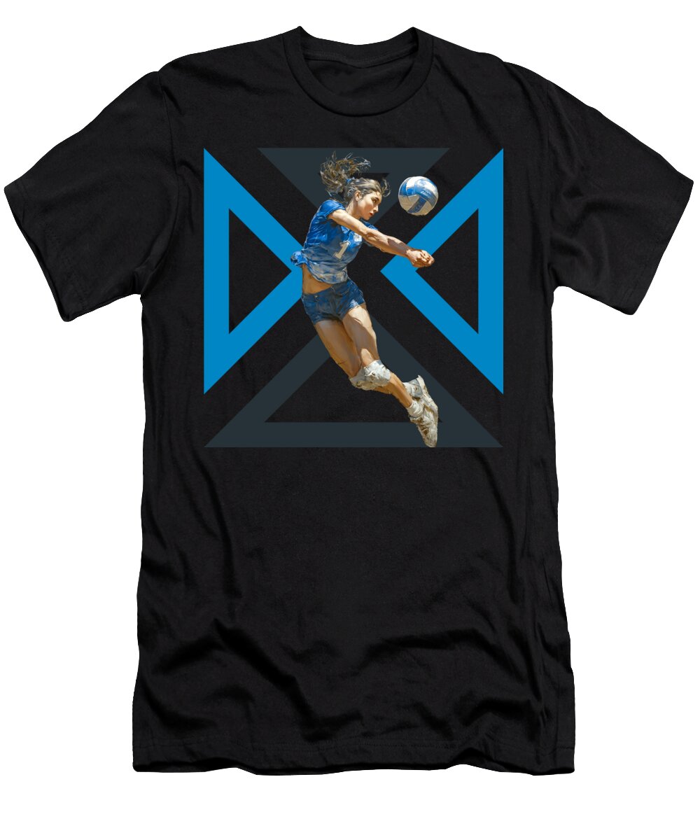 Dynamic Volleyball Player in Action Dream Stuff T-Shirt