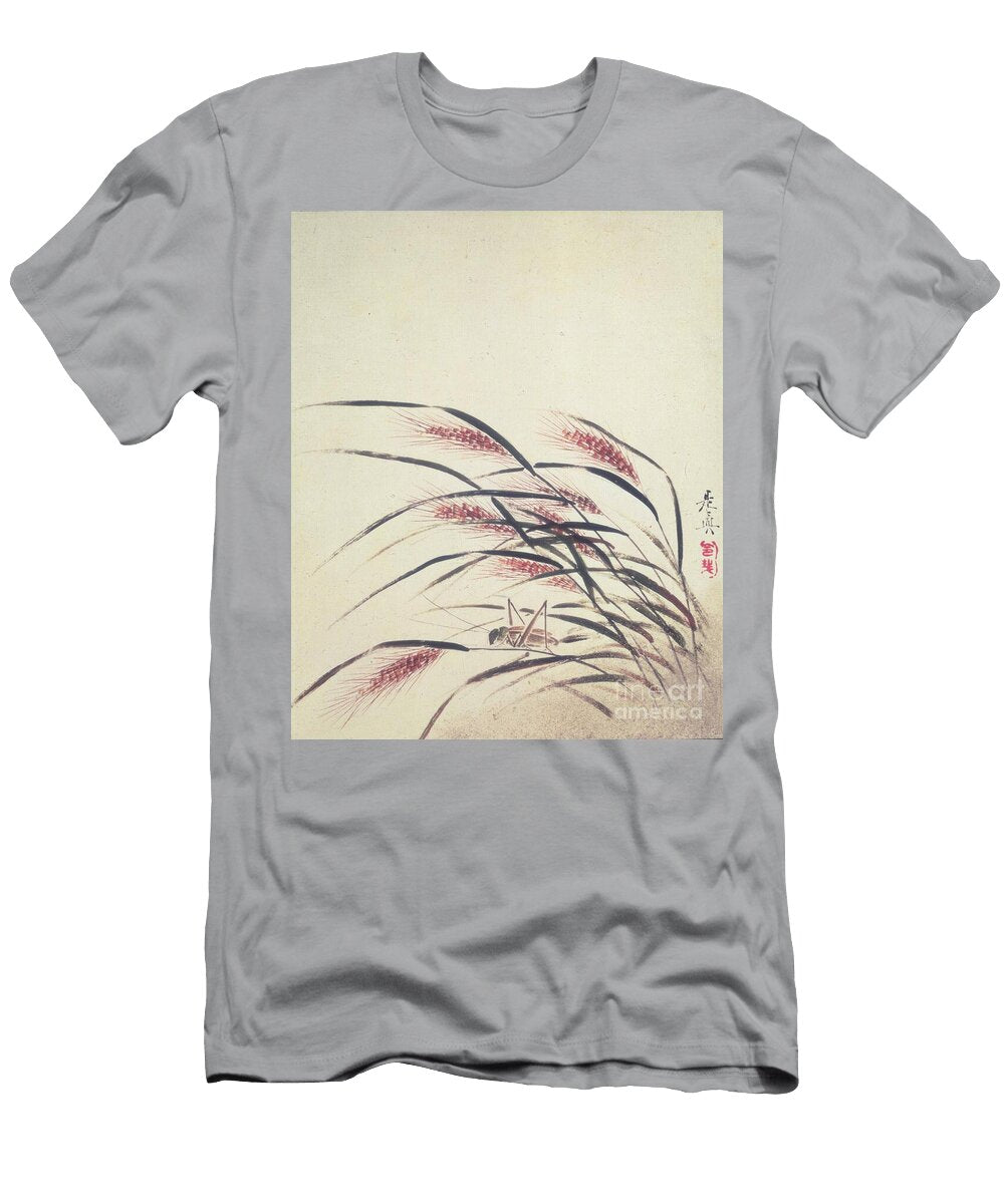 Ears of Rice and Cricket Lacquer on Paper Shibata Zeshin T-Shirt