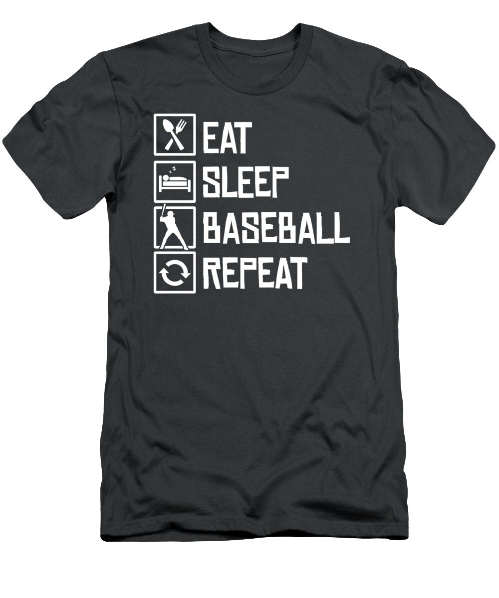 Eat Sleep and Play Baseball for Soft Ball Fans Baseball Tom Schiesswald T-Shirt