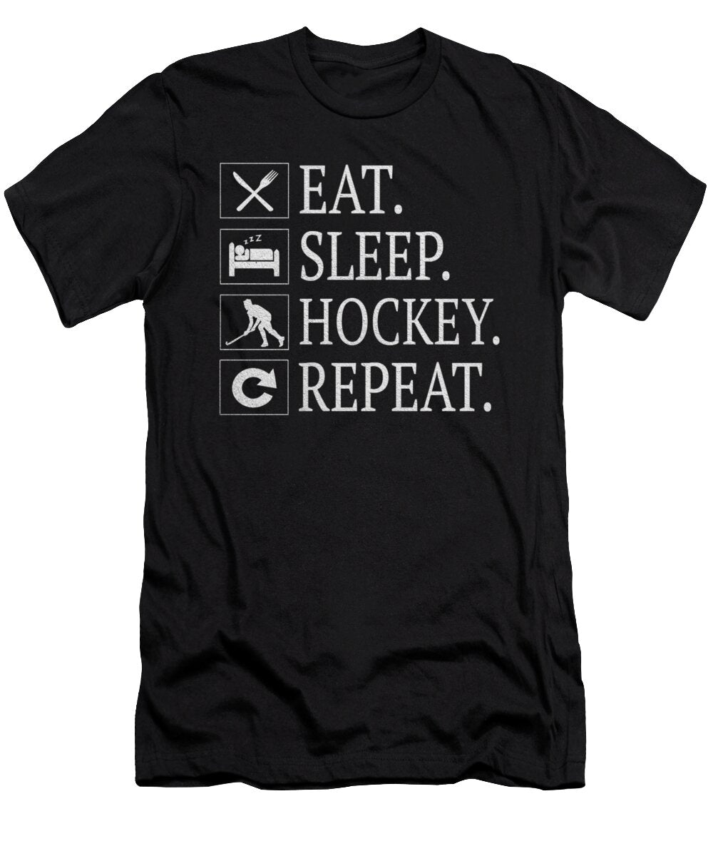 Eat Sleep Hockey Repeat Gift Ice Sport Game Present Art Grabitees T-Shirt