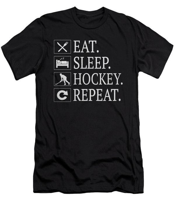 Eat Sleep Hockey Repeat Gift Ice Sport Game Present Art Grabitees T-Shirt
