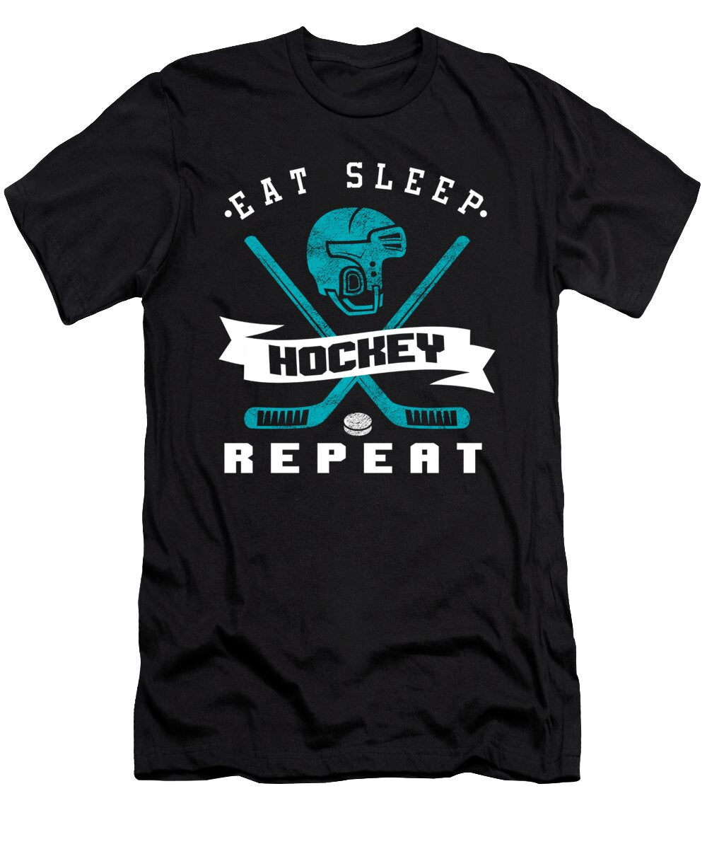 Eat Sleep Hockey Repeat Goalie Net Field Game Stick Shinny Gift Thomas Larch T-Shirt