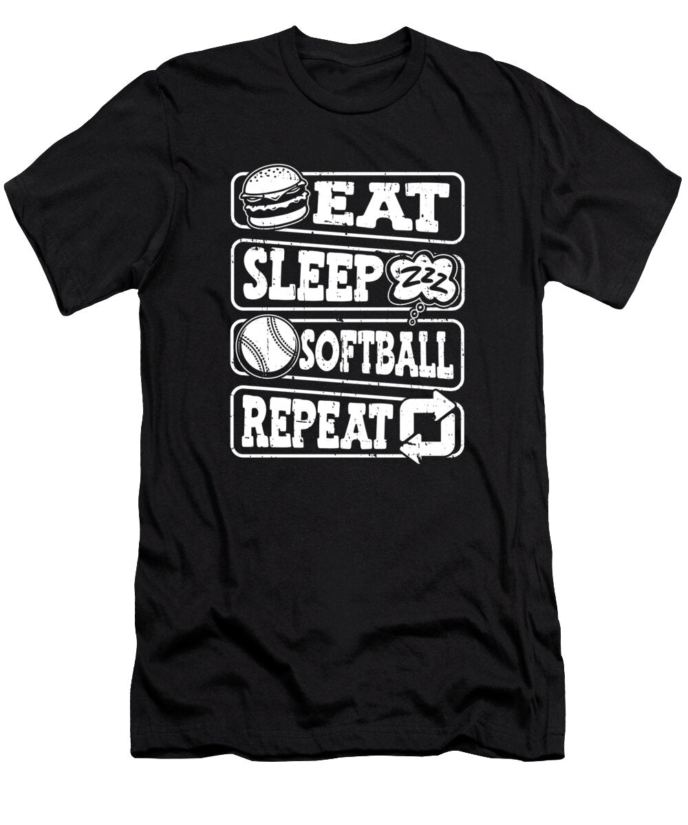Eat Sleep Softball Repeat Crazy Squirrel T-Shirt