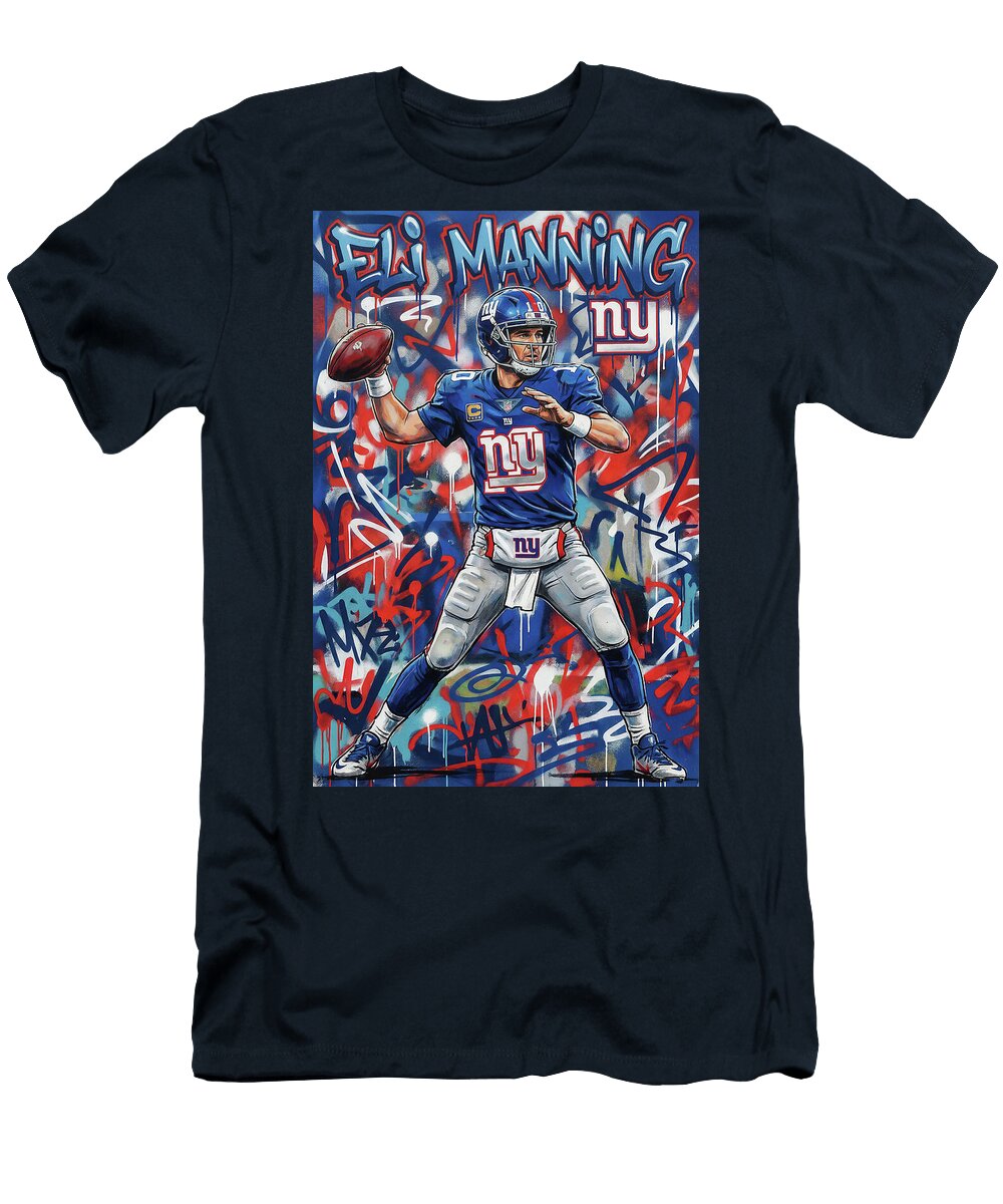 Eli Manning Graffiti Poster Football Player NFL Sampadart Gallery T-Shirt