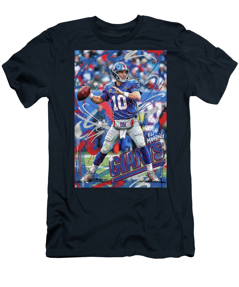 Eli Manning in Action Graffiti Poster Football Player NFL Sampadart Gallery T-Shirt