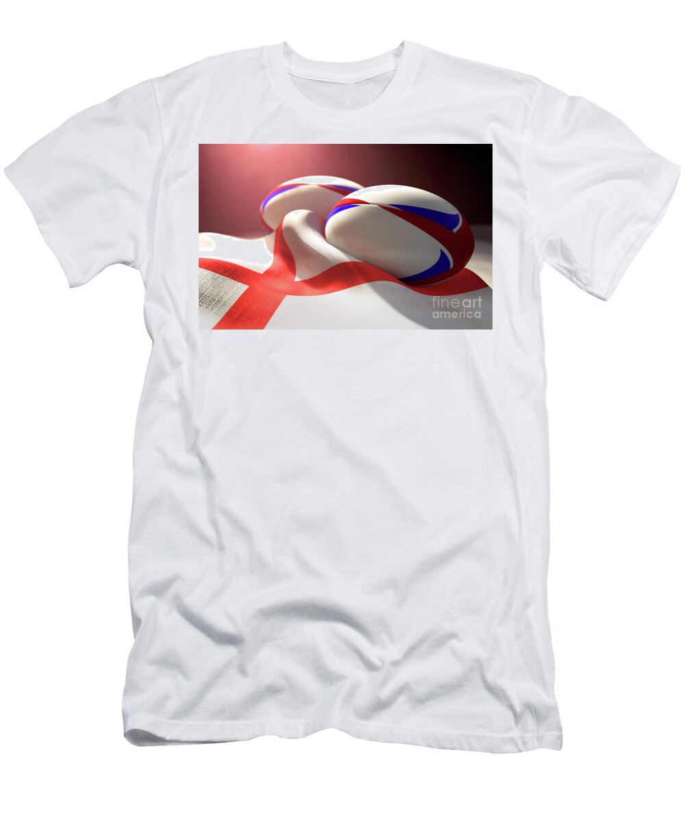 England Flag and Rugby Ball Pair Allan Swart T-Shirt