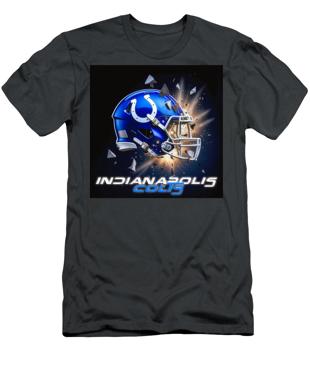 Exploding Indianapolis Colts Helmet Kevin Walker and Pixel Reverie T-Shirt