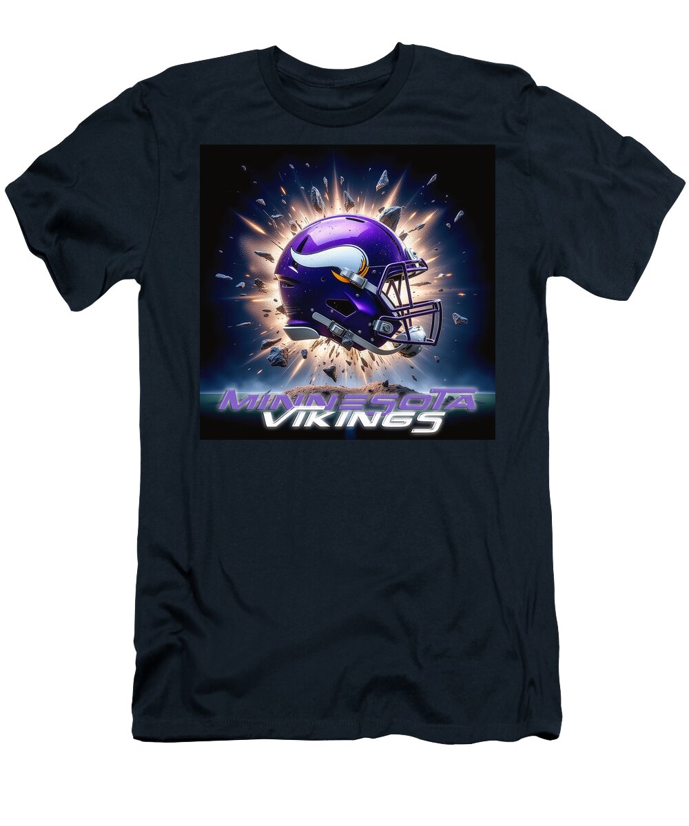 Exploding Vikings Helmet Kevin Walker and Pixel Reverie T-Shirt