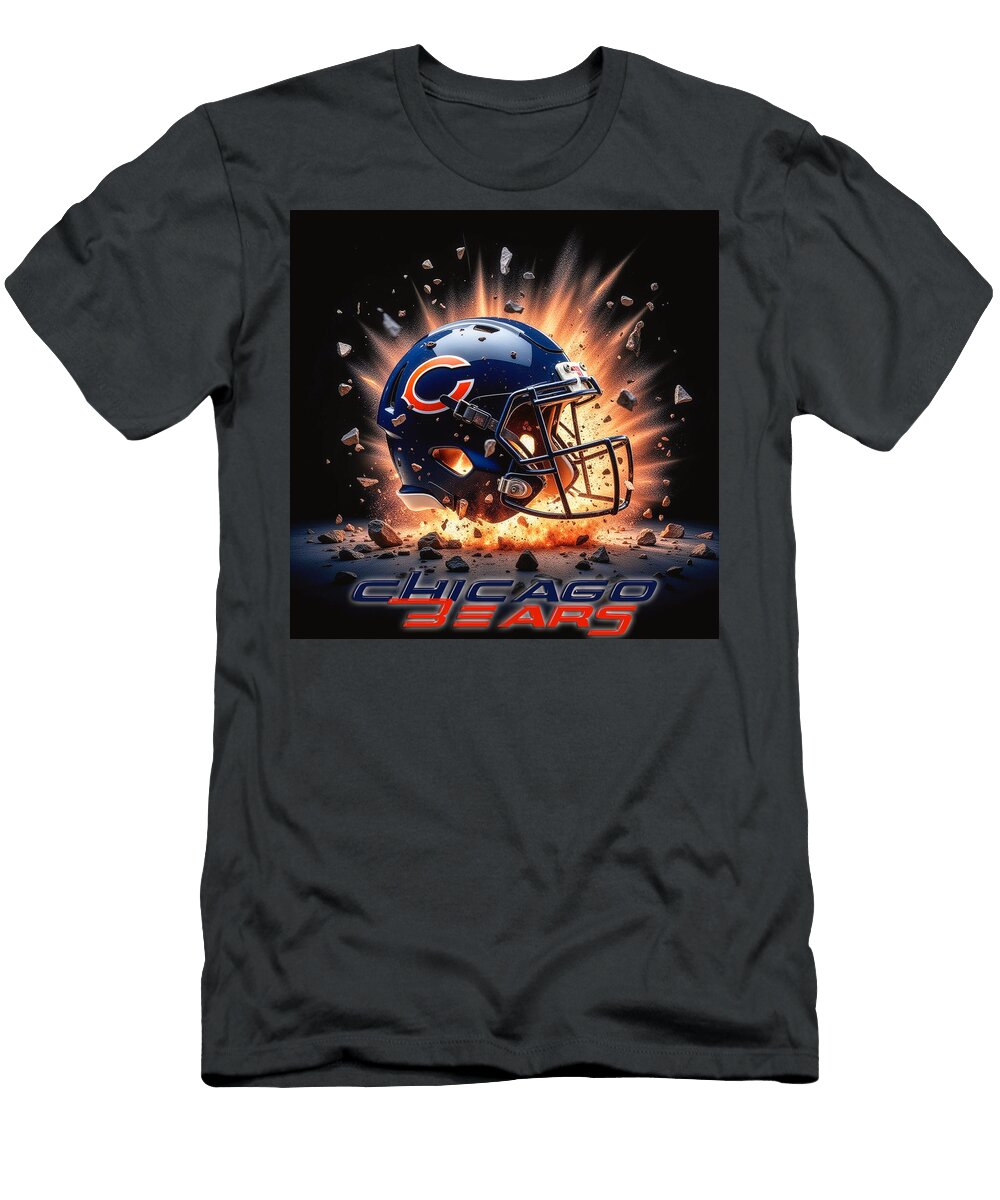 Explosive Chicago Bears Helmet Design Kevin Walker and Pixel Reverie T-Shirt