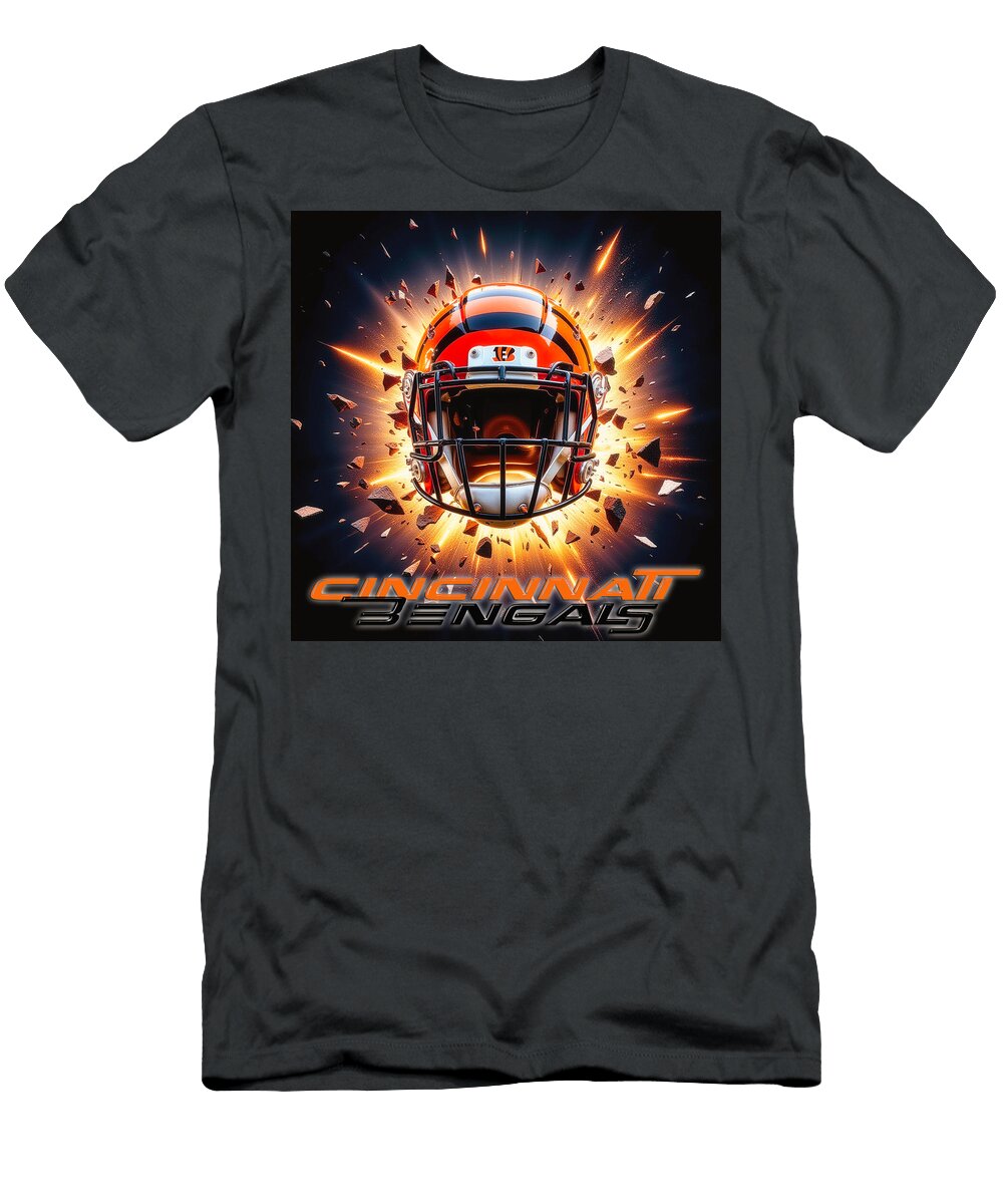 Explosive Cincinnati Bengals Helmet Kevin Walker and Pixel Reverie T-Shirt