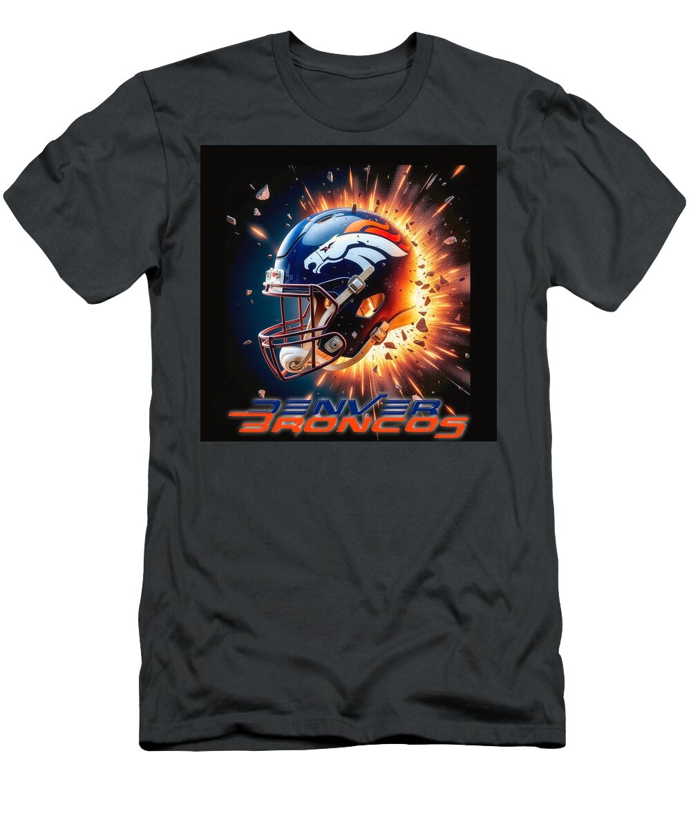 Explosive Denver Broncos Helmet Kevin Walker and Pixel Reverie T-Shirt