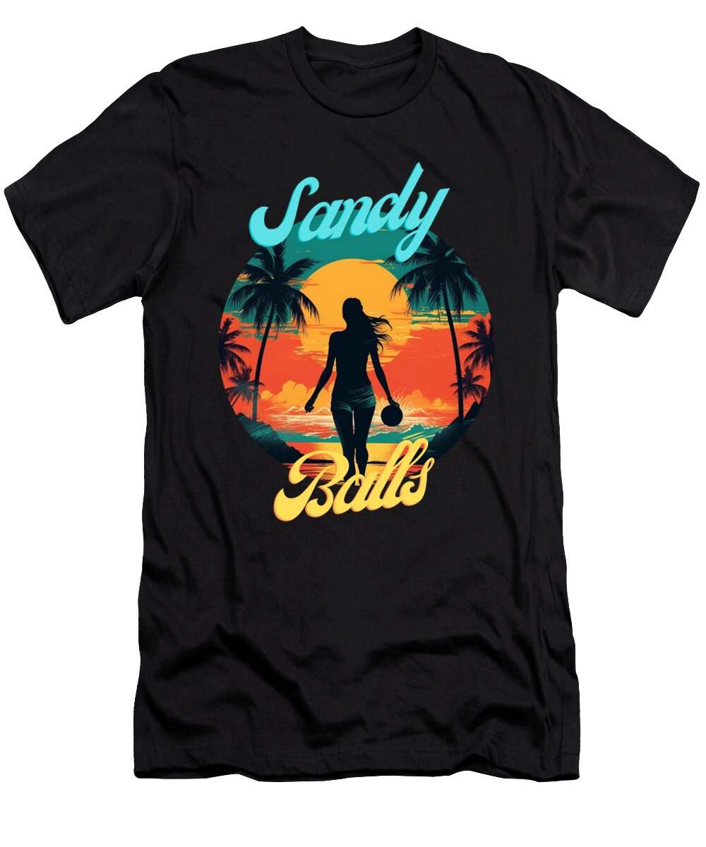 Female Beach Volleyball Player Retro Sunset Quote Licensed Ai Art T-Shirt