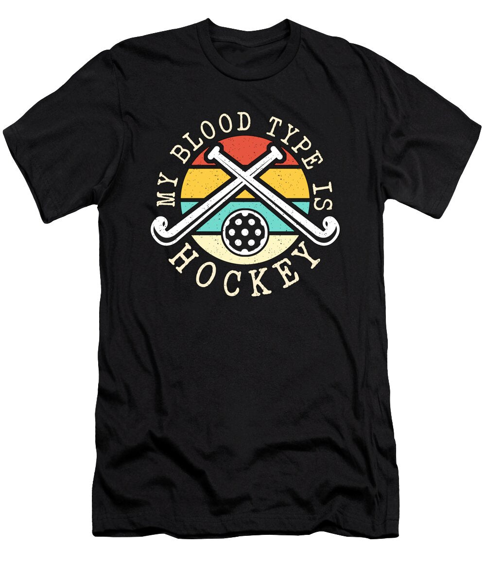 Field Hockey My Blood Type Is Retro Hockey Goalie Tshirtconcepts Marvin Poppe T-Shirt