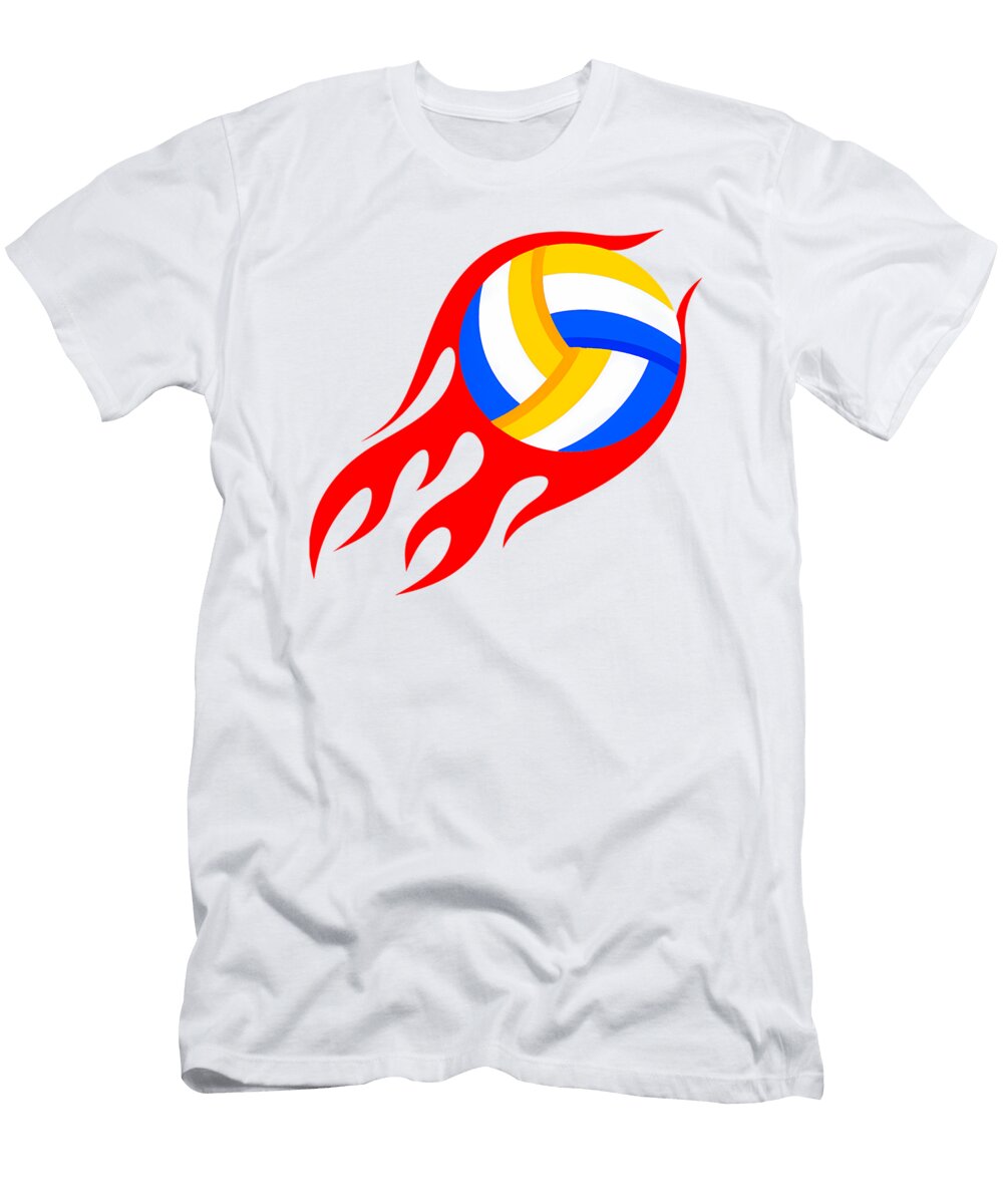 Fiery Volleyball Design Milar Style T-Shirt