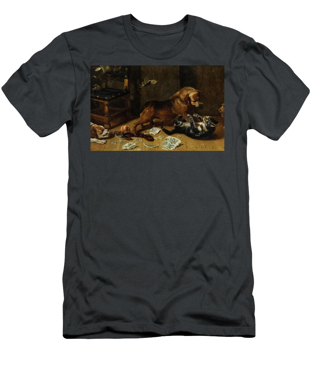 Fighting Dogs and Cats in a Kitchen Frans Snyders T-Shirt
