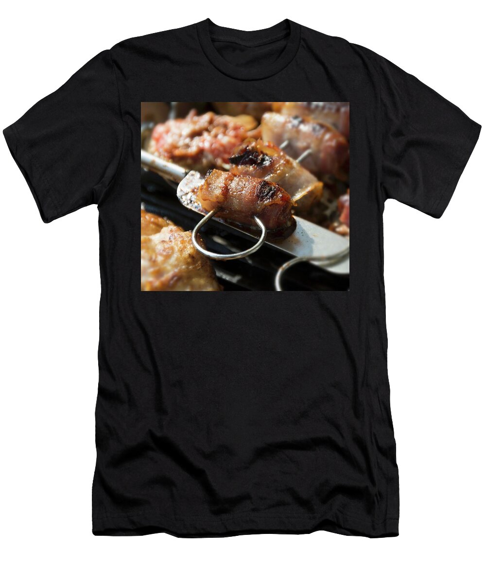 Figs Wrapped in Bacon on a Grill Close Up Chris Schfer T-Shirt