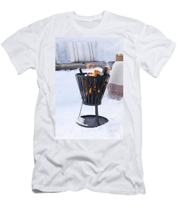 Fire Basket Amongst Snow for Winter Picnic Susanna Rosn T-Shirt