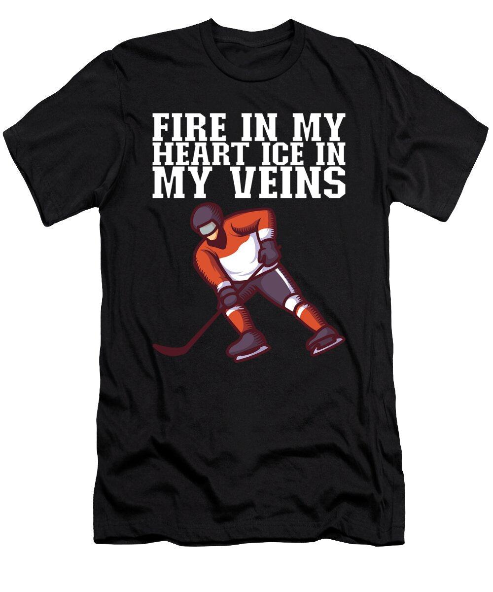 Fire in My Heart Ice in My Veins Ice Hockey Gift Bi Nutz T-Shirt