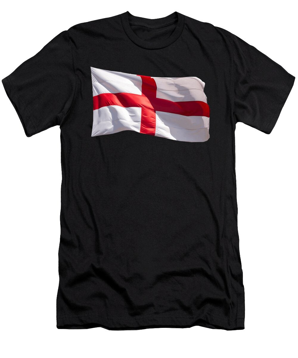 Flag of England on Black Background Tom Hill T-Shirt