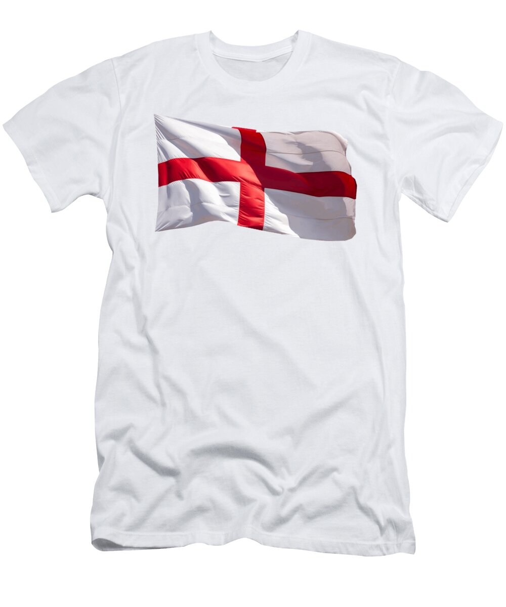 Flag of England on White Background Tom Hill T-Shirt