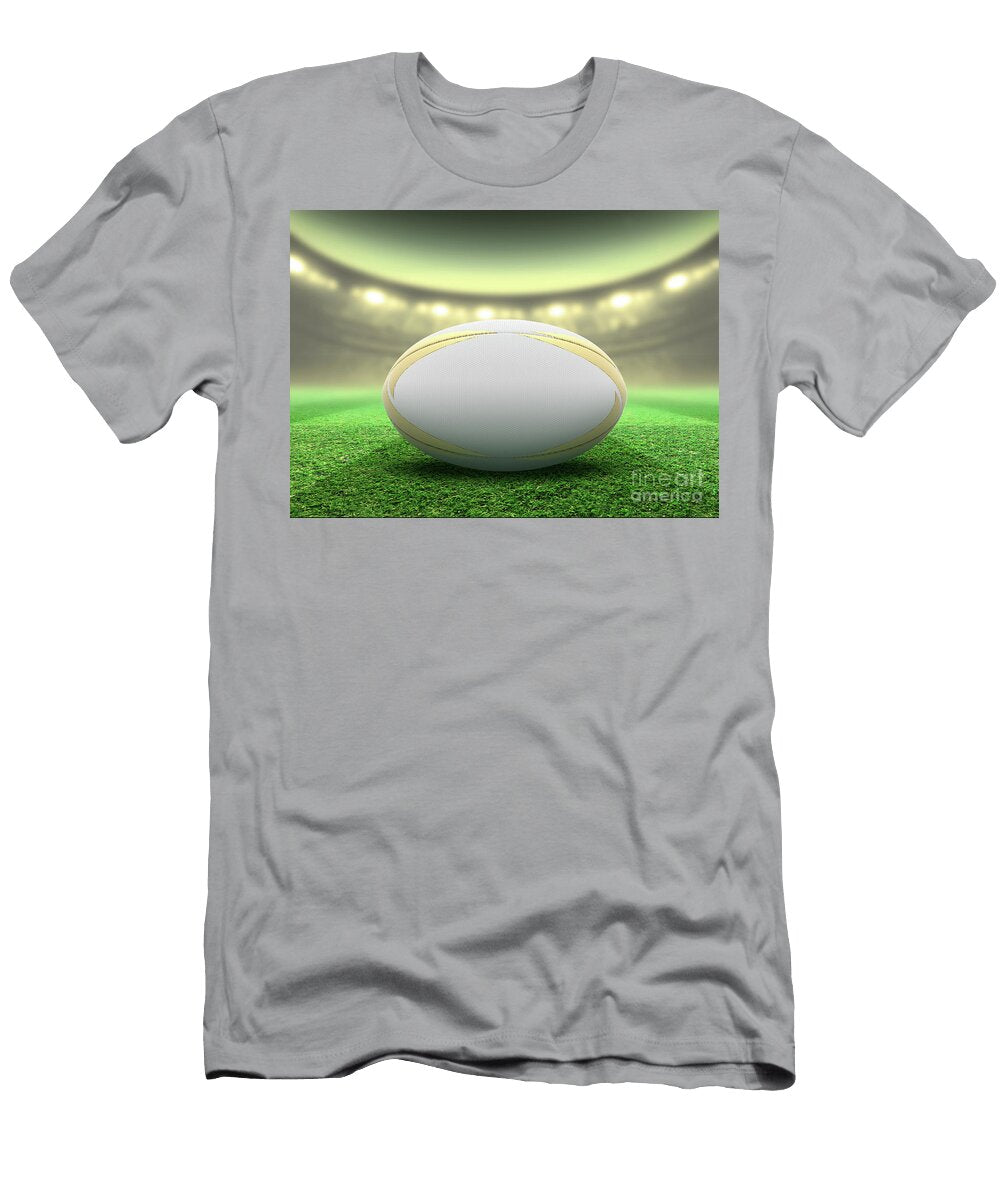 Floodlit Stadium and Rugby Ball Allan Swart T-Shirt