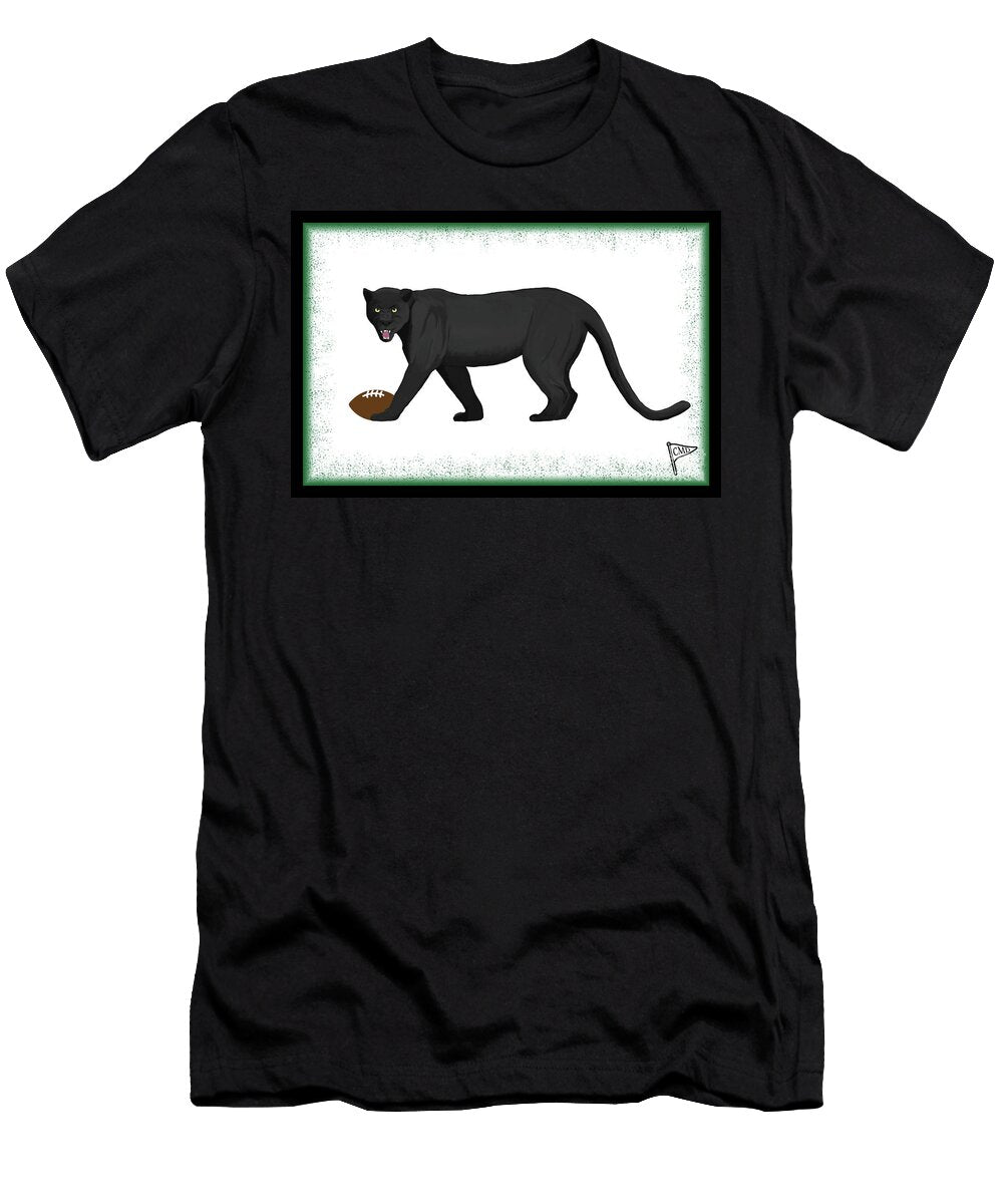 Football Black Panther Green College Mascot Designs T-Shirt
