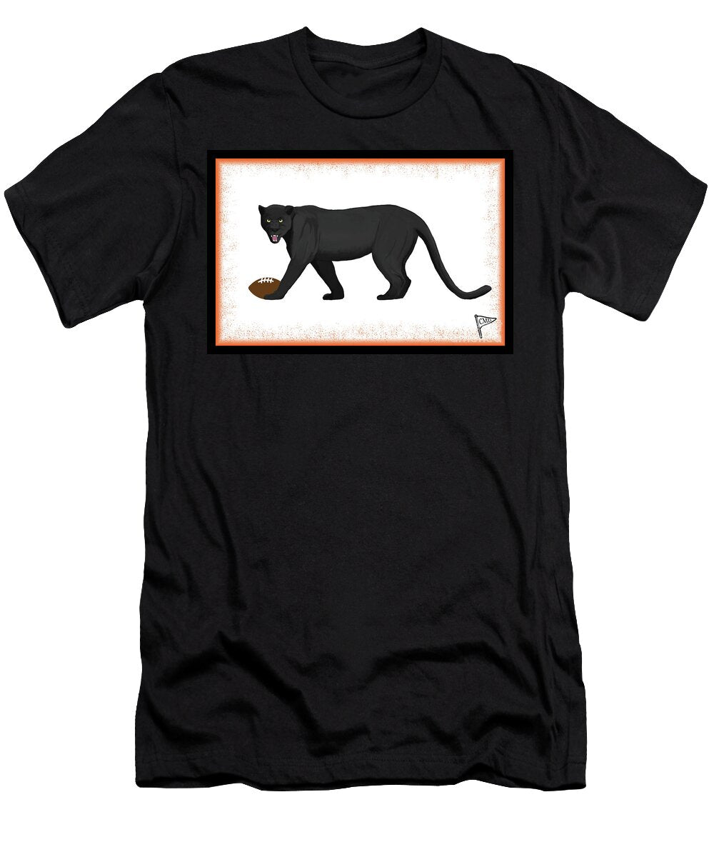 Football Black Panther Orange College Mascot Designs T-Shirt
