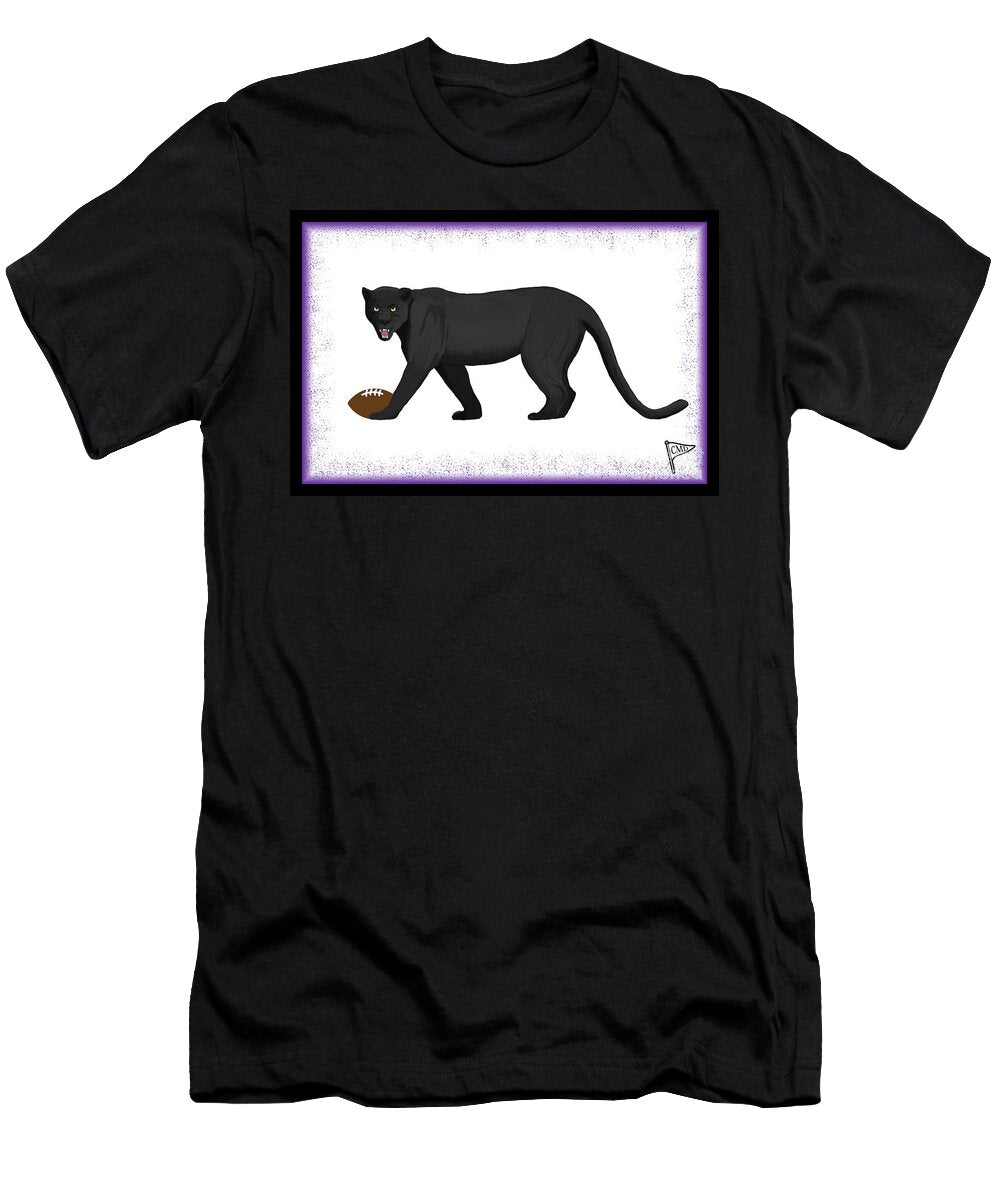 Football Black Panther Purple College Mascot Designs T-Shirt