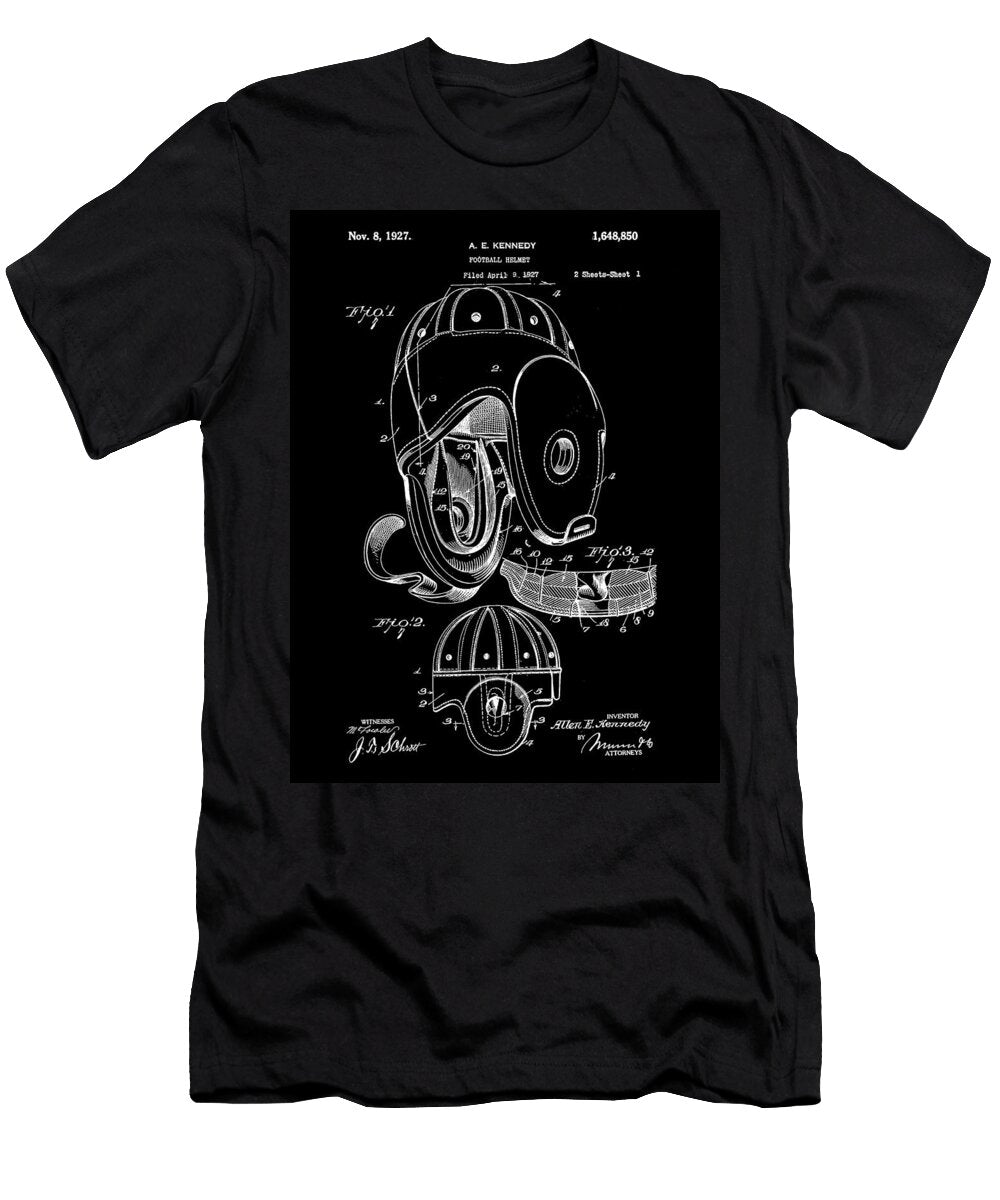 Football Helmet Patent 1927 Black Stephen Younts T-Shirt