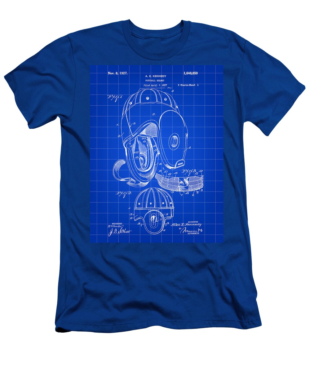 Football Helmet Patent 1927 Blue Stephen Younts T-Shirt
