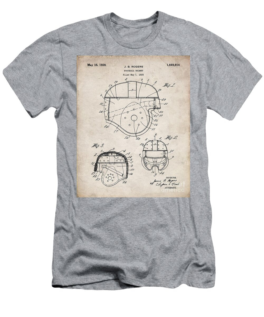 Football Helmet Patent Football Art Antique Vintage Patent Press T-Shirt