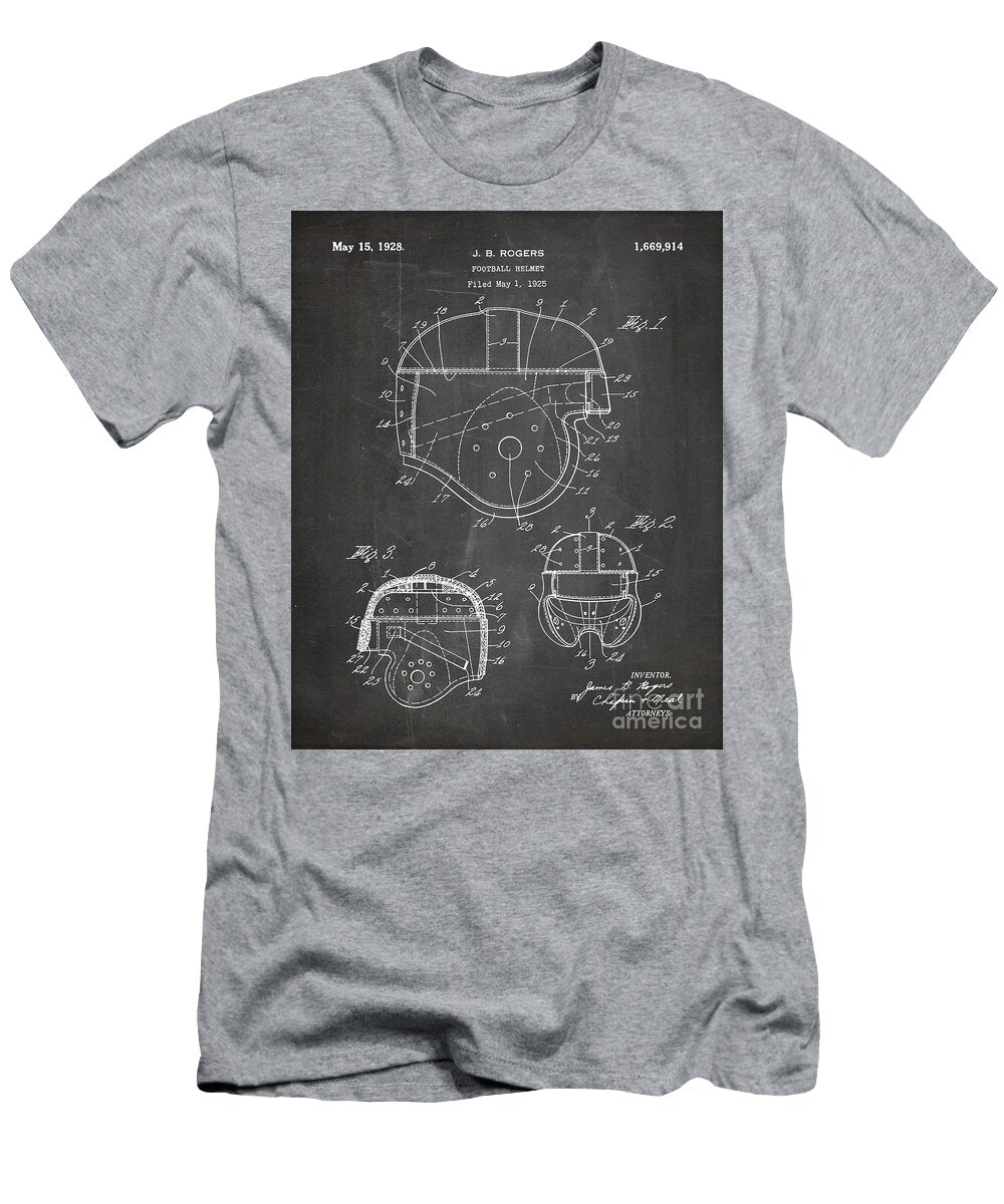 Football Helmet Patent Football Art Chalkboard Patent Press T-Shirt